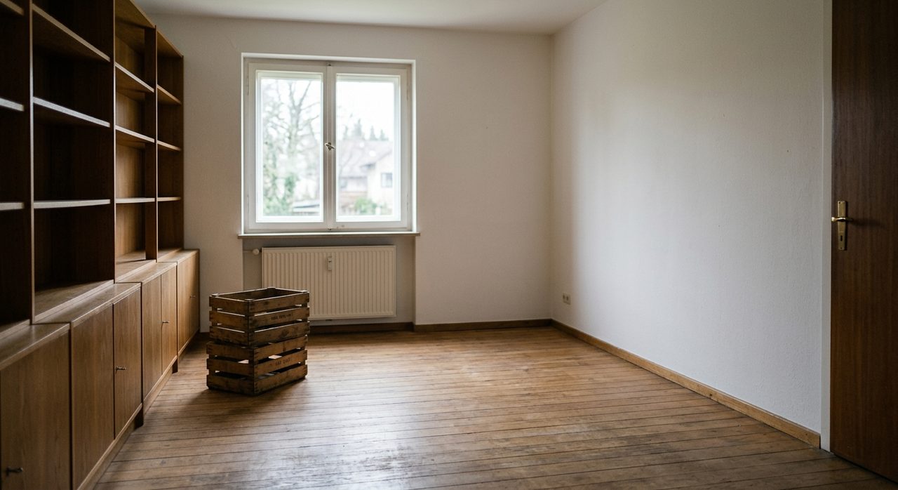 Sortierte Kartons und Möbel bereit zum Abtransport