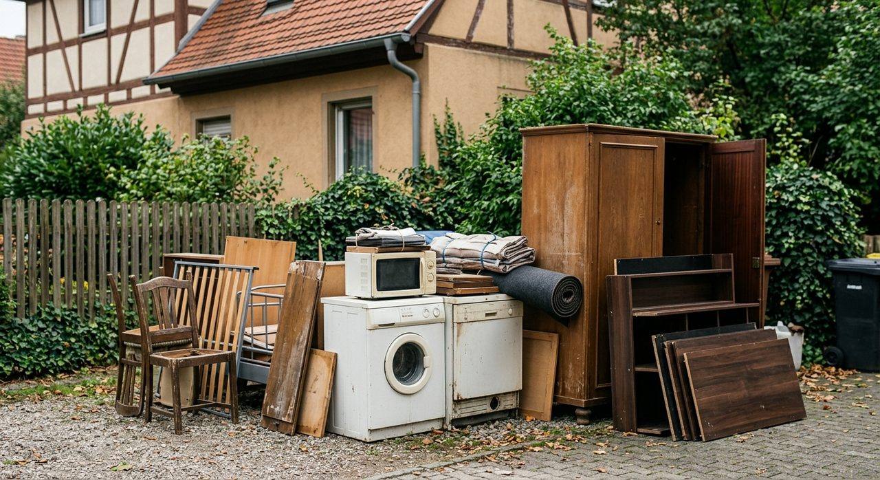 Besenrein hinterlassener Gehweg nach der Sperrmüllabholung in Freiburg
